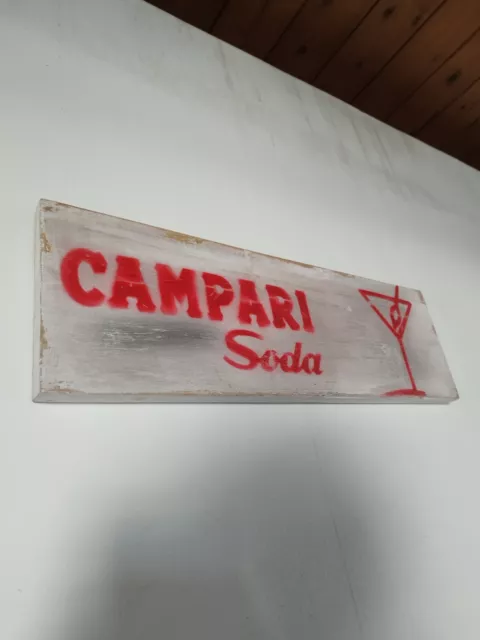 insegna in legno vintage Campari Soda / targa decorativa/ Cartello da appendere 