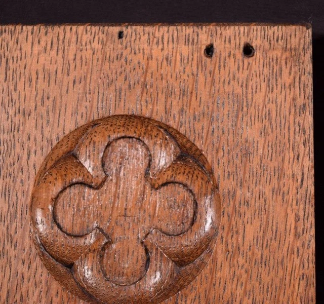 *Pair of Gothic Carved Architectural Panels/Trim in Solid Oak Wood Salvage 7