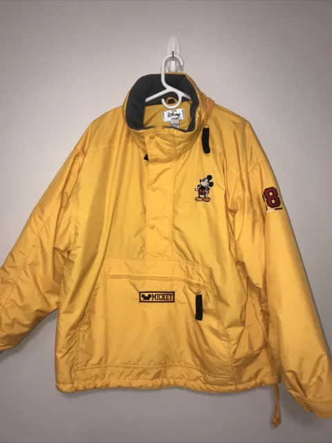 VINTAGE DISNEY STORE Mickey Mouse Yellow Lined Anorak Pullover Jacket ...
