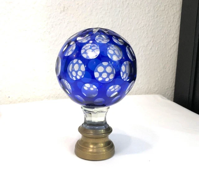 Ancien pendentif boule en cristal transparent en verre d'art à bulles