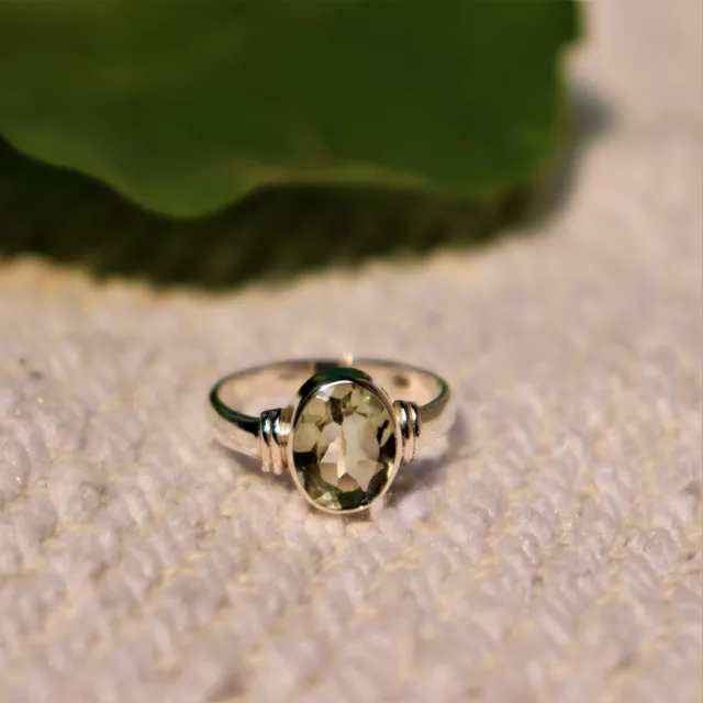Green Amethyst Natural Gemstone 925 Solid Sterling Silver Handmade Jewelry Ring