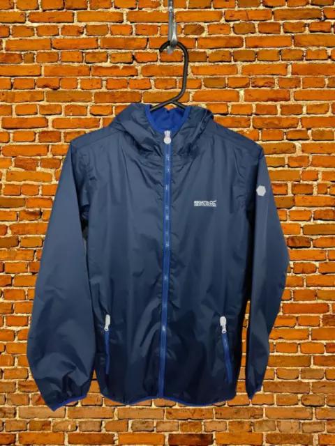 Boys Regatta Blue Lightweight Rain Jacket Pacamac Hood Coat Kid Age 13 Yrs 158Cm