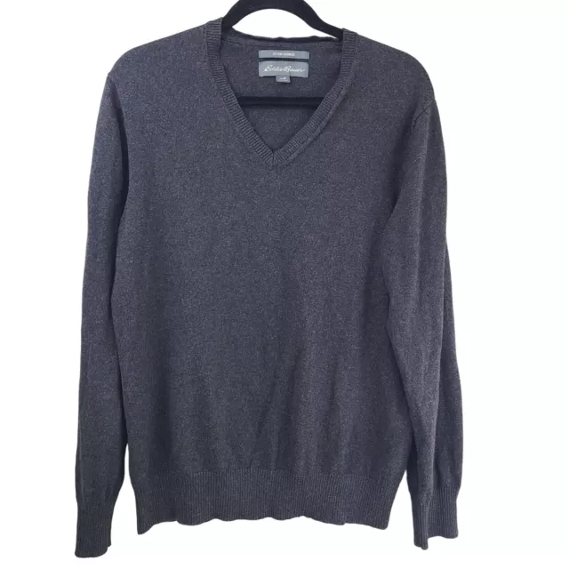 EDDIE BAUER MENS Cotton Cashmere Pullover V-Neck Sweater Size M Long ...