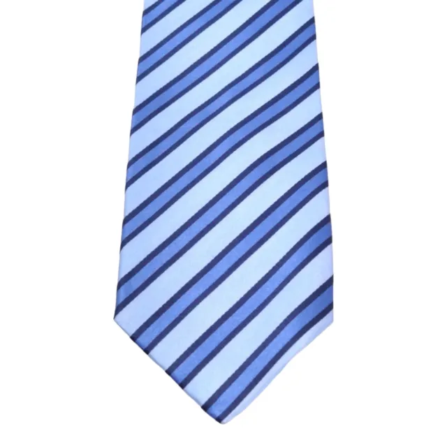 Mens Classic Designer Tie 100% Silk Woven Blue Navy Striped Dress Suit Necktie 3