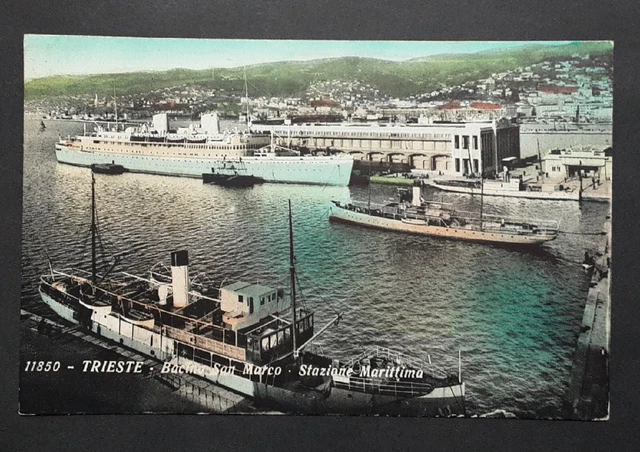 Trieste Bacino S. Marco Stazione Marittima Cartolina Vg 1934 F.p.
