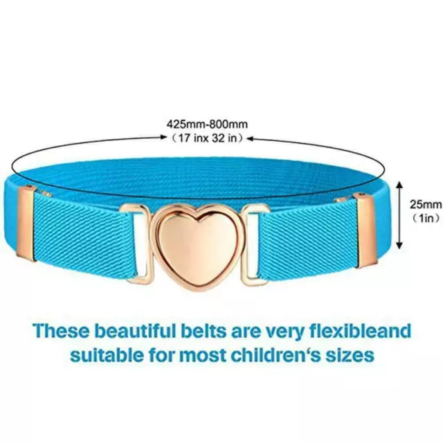 Kids Girls Elastic Belts Adjustable Waist Belt Teen Pants Heart NEW. Belts T4 3