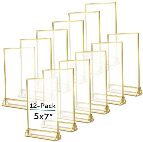 TonGass 12-Pack 5x7 Standard Double-Sided Acrylic Wedding Table Numbers Pictu...