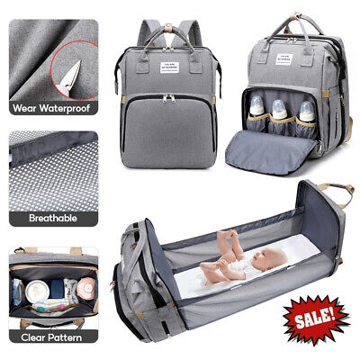 Multi-Function Baby Diaper Backpack Baby Folding Bed Nappy Mummy Changing Bag UK
