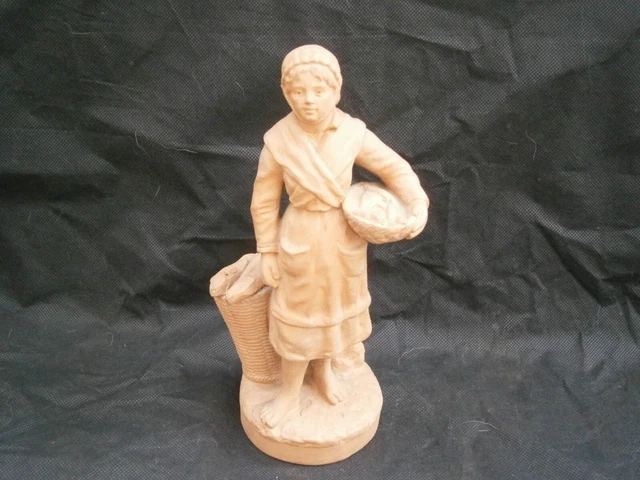 Ancienne Statue Santon Femme En Terre Cuite Pecheurs Bretons  French Antique