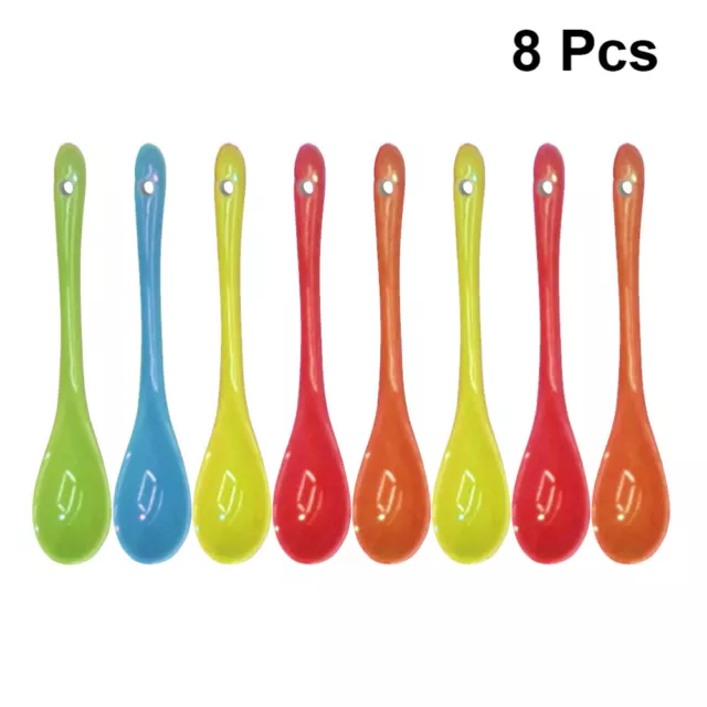 8pcs Spoon Colored Dessert Spoons Ceramic Spoon Mug Porcelain Spoons Tea