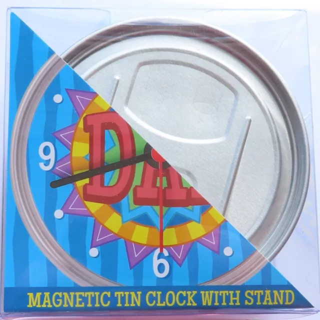 Reloj de estantería de papá no 1 reloj de papá en lata magnético tirón de lata con soporte - 9 cm regalo