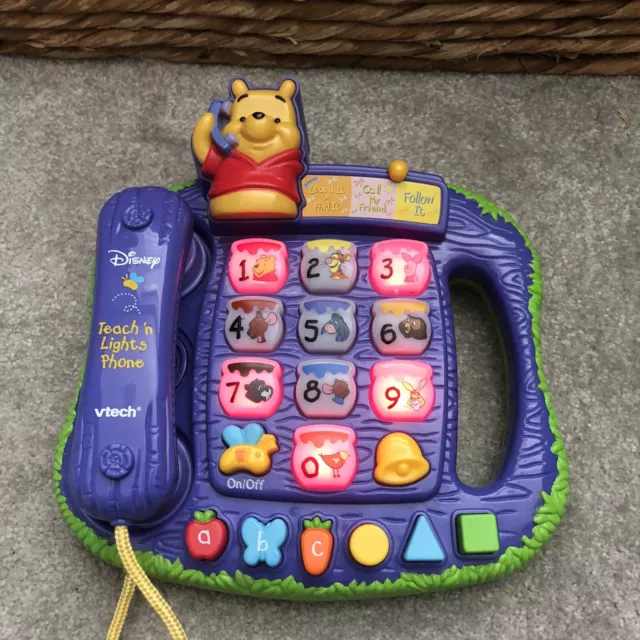 VTECH DISNEY WINNIE The Pooh Teach N Lights Phone Electronic