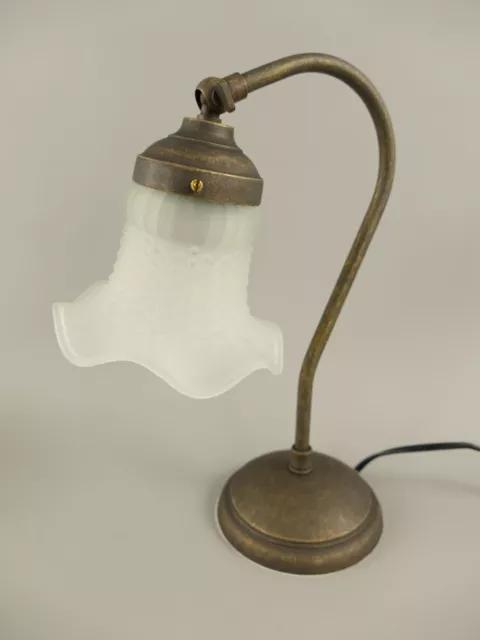 Tischlampe Antik Blume Jugendstil Schreibtischlampe Messing brüniert Leuchte