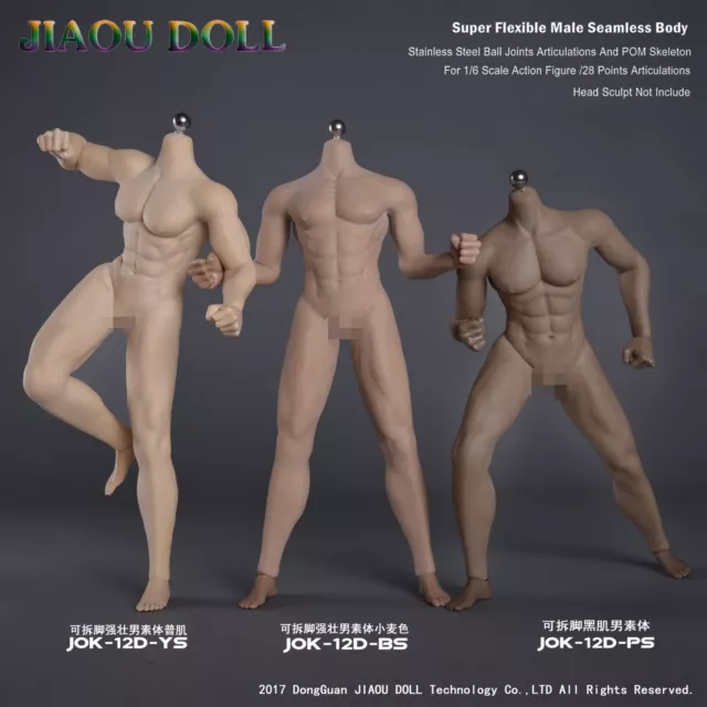 JIAOU DOLL JOK-12D 1/6 Muscular Male Figure Body for 12'' Phicen TBLeague  Head $76.11 - PicClick
