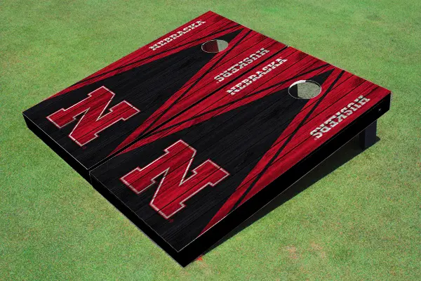 University of Nebraska Black and Red Matching Wood Look Triangle Cornhole Boards