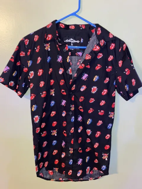 The Rolling Stones Multi Tongue Logo Button Down Collar Shirt Black Size S