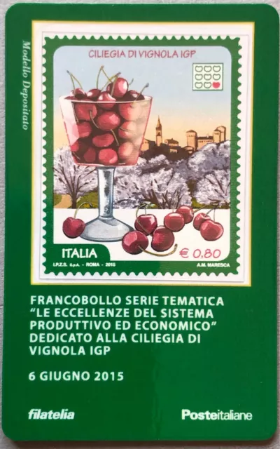 Italia 2015 Ciliegia Di Vignola Igp Modena Tessera Filatelica Francobollo