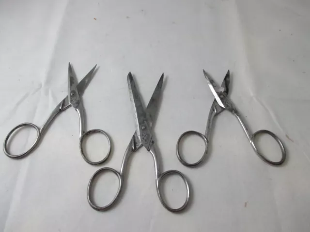 Set of 3 marked SCISSORS in SHEATH ;ORIGINAL ANTIQUE c1800's