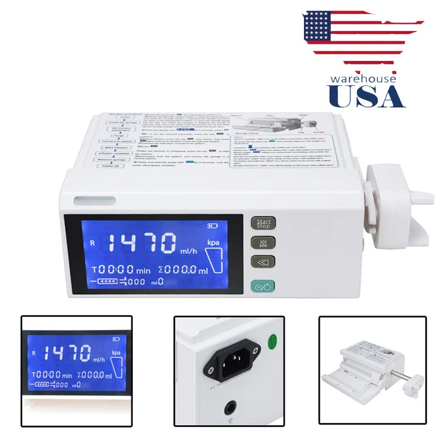 PORTABLE SYRINGE INFUSION Pump IV Fluid Flow Control Alarm Rechargeable