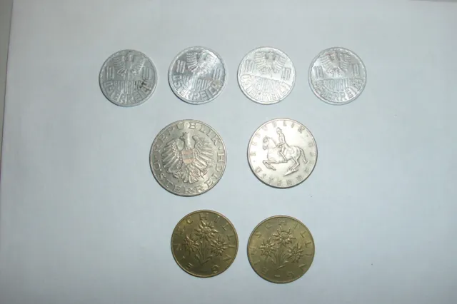 8 Münzen aus Österreich, 1959 bis 1974