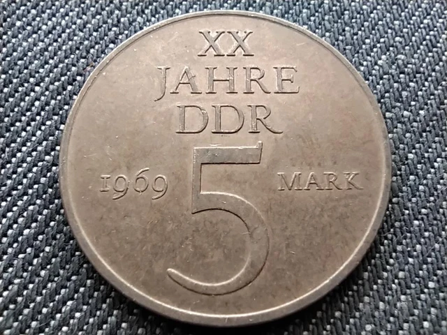 Germany 20th Anniversary of the Founding of the GDR 5 Mark Coin 1969