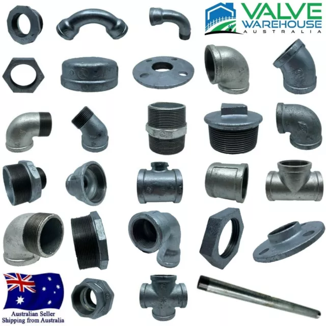 Galvanised Malleable (Gal Mal) Iron Pipe Fittings BSP - Water, Steam, Air & Gas