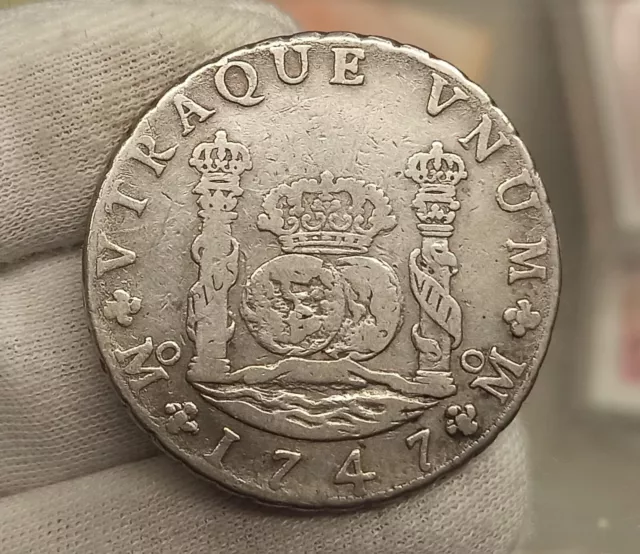 España Spain Fernando VI - 8 Reales Columnario 1747 MF México Km 104.1 Plata