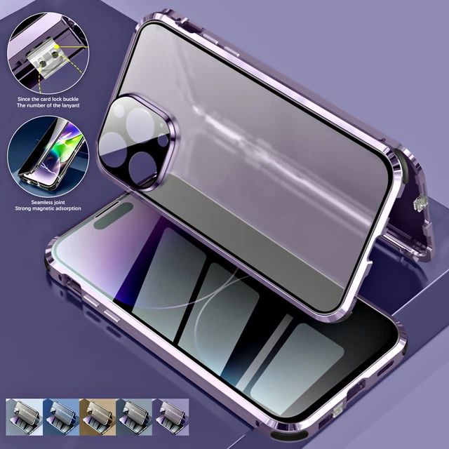 For iPhone 11 12 13 Pro Max 14 Plus Anti-Spy Glass Magnetic Shockproof Full Case
