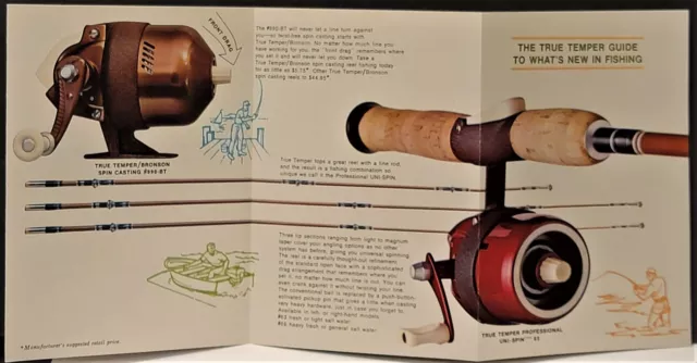 Vintage Fishing True Temper Fold Out Ad Bronson Spin Cast Uni-spin Vista-matic