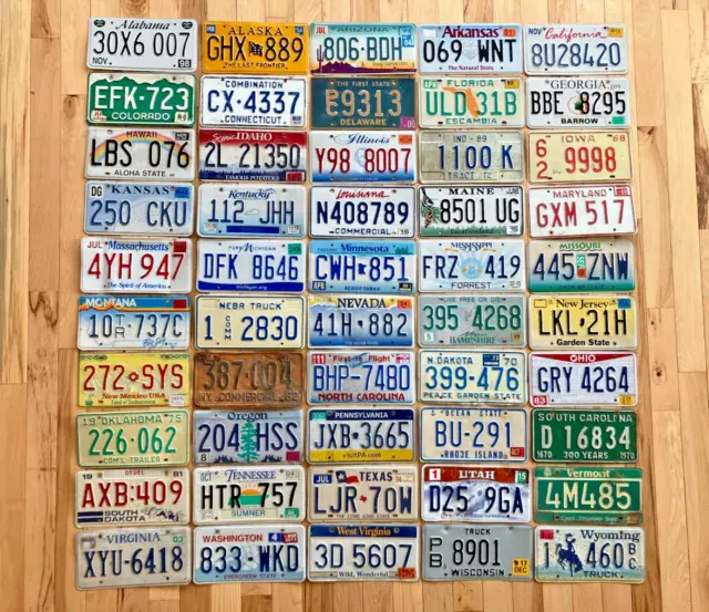 Embossed 50 State Set of US License Plates in Craft Condition