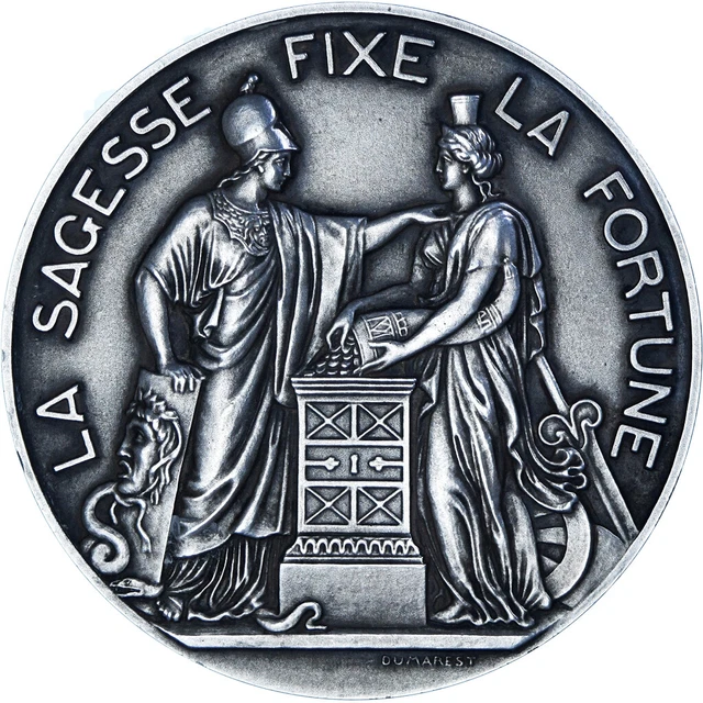 Médaille Bronze 150 Ans Banque De France - La Sagesse Fixe La Fortune - Par Dumarest - Année 1950