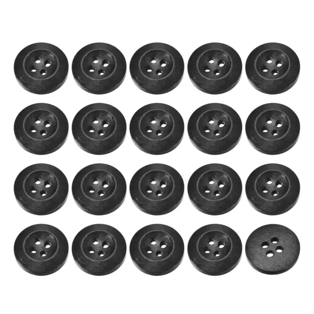 50Pcs Wooden Buttons 18mm 4 Hole Round Wood Sewing Button Craft, Black