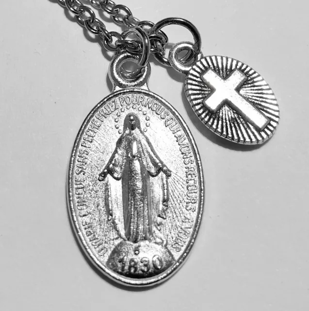 Holy Mary Miraculous Medal Pendant Our Lady Of Grace Stainles Steel Necklace