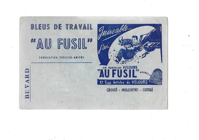 Beau buvard ancien publicitaire vêtement AU FUSIL Amiens homme auto