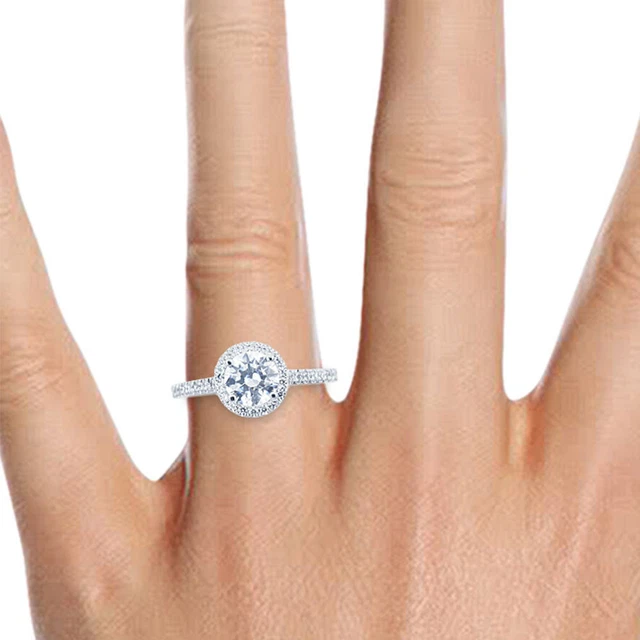 1 1/2 CT Diamond Engagement Ring Round Cut H/SI2 950 Platinum Size Selectable