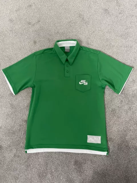 Mens Used Vintage Nike Air Green Polo Shirt Size M Height 178