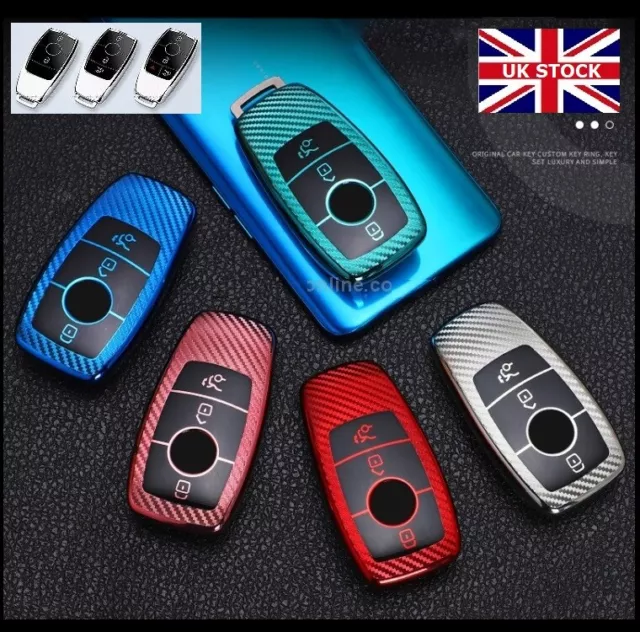 Carbon Fiber Key Cover for Mercedes Smart Key Fob 3 4 Button Remote Case t71cf*