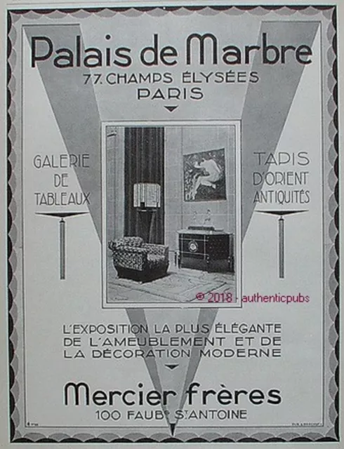Publicite Mercier Freres Palais De Marbre Tableaux Tapis Antiquites De 1927 Ad