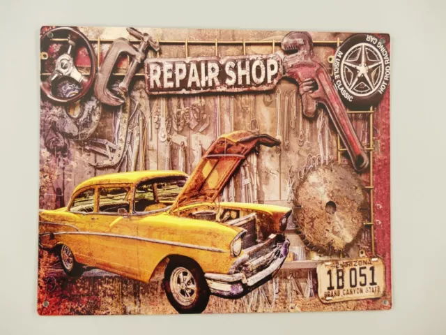 Shabby Blechschild Wandschild Eisen Repair Shop  H.25x20cm NEU