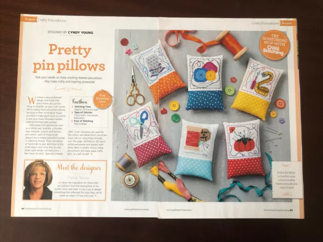 Sewing Themed Cross Stitch Pin Cushion Charts x 6 **from a magazine**