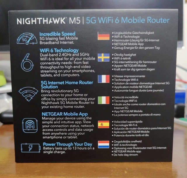 NETGEAR M5 MR5200 5G LTE 4G , Wifi 6 , Nighthawk Router Portatile + Fisso 8