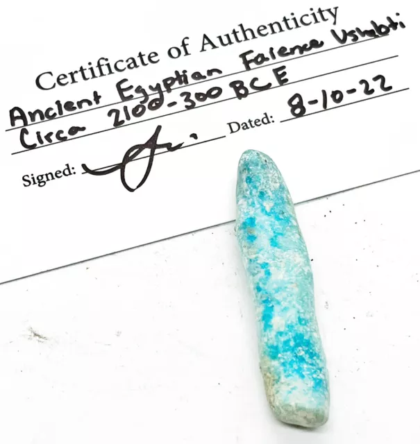 Ancient Egyptian Ushabti Faience Mummy Artifact With COA - Circa 1750-250 BC - Q