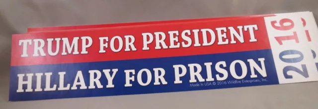 Wholesale Lot Of 20 Trump For President Hillary For Prison 2016 Bumper Stickers