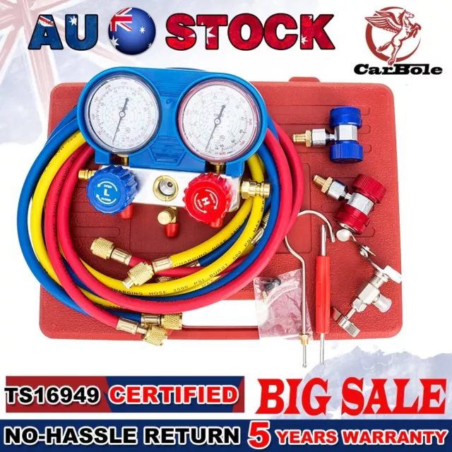 R134A R404A R22 R410A HVAC A/C Refrigeration Kits AC Manifold Gauge Charging Set