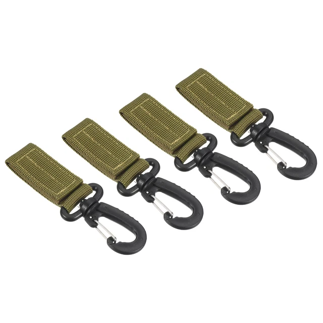 Cintura Agganci Cinturino 4pz Nylon Fettuccia Appendere Fibbia Portachiavi Cachi