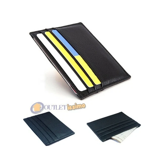 Portafoglio Uomo Slim In Pelle - Portacarte Compatto, Nero, Per Fino A 12 Carte - Foto 2