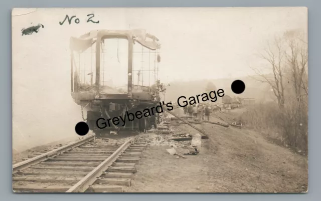 RPPC Wooden Railroad Train Car Wreck near BELVIDERE NJ Real Photo Postcard