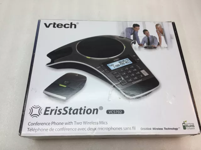 VTech Erisstation VCS702 Conference Phone w/ 2 Orbitlink Wireless Mics