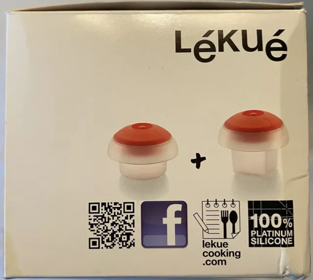 Lekue Egg Cooker Kit of 1 Square Egg Mold and 1 Round Egg Mold (Set of 2), Red