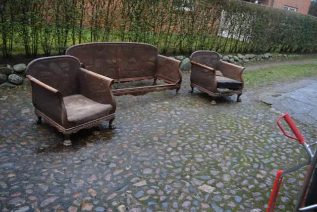 Sitzgruppe Geflecht SUPER DEKORATIV Neo Barock Louis Quince ca 1920  3teilig